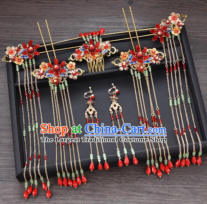 Chinese Ancient Hair Accessories Wedding Tassel Hairpins Traditional Bride Hair Comb for Women