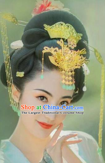 Chinese Ancient Hair Accessories Palace Queen Hairpins Traditional Golden Phoenix Coronet for Women
