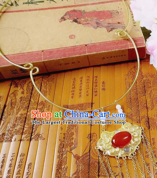 Chinese Ancient Princess Jewelry Accessories Traditional Hanfu Longevity Lock Necklace for Women