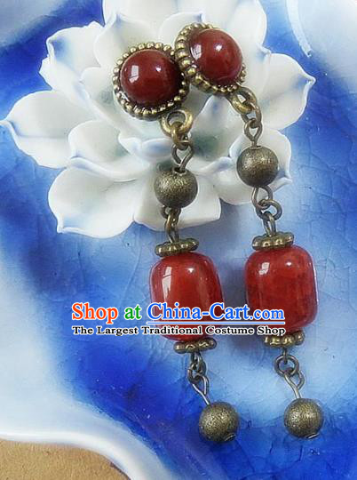 Chinese Ancient Princess Jewelry Accessories Traditional Agate Earrings for Women
