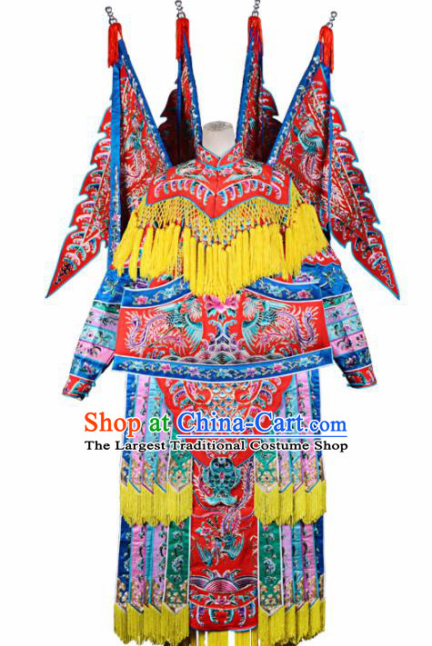 Professional Chinese Traditional Beijing Opera Female General Red Costume for Adults