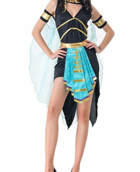 Traditional Egypt Priestess Costume Ancient Witch Black Dress for Women
