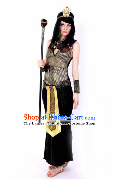 Traditional Egypt Stage Performance Costume Ancient Egypt Queen Black Dress for Women