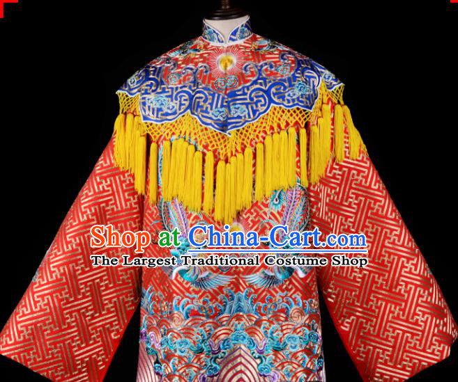 Professional Chinese Traditional Beijing Opera Costume Ancient Queen Embroidered Red Dress for Adults