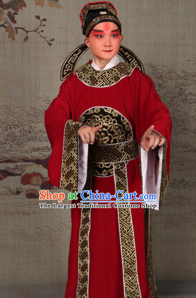 Professional Chinese Beijing Opera Costume Ancient Scholar Embroidered Red Robe for Adults