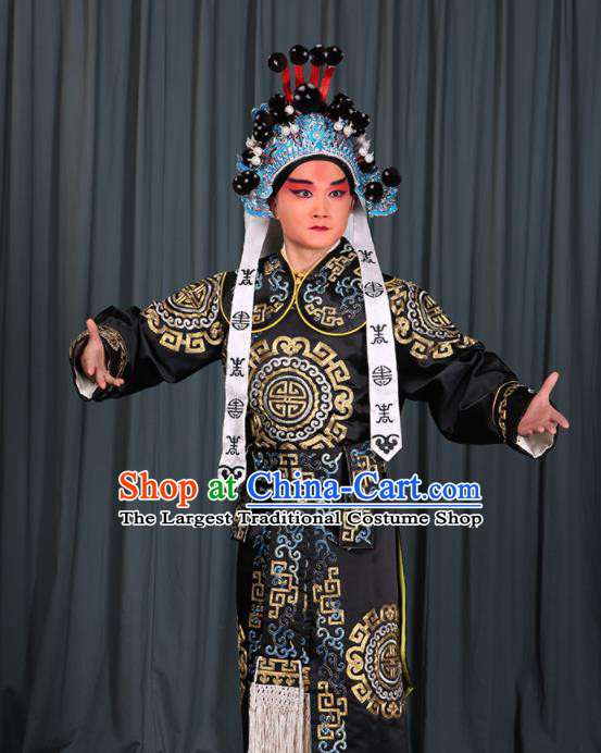 Professional Chinese Beijing Opera Takefu Costume Ancient Swordsman Black Clothing for Adults
