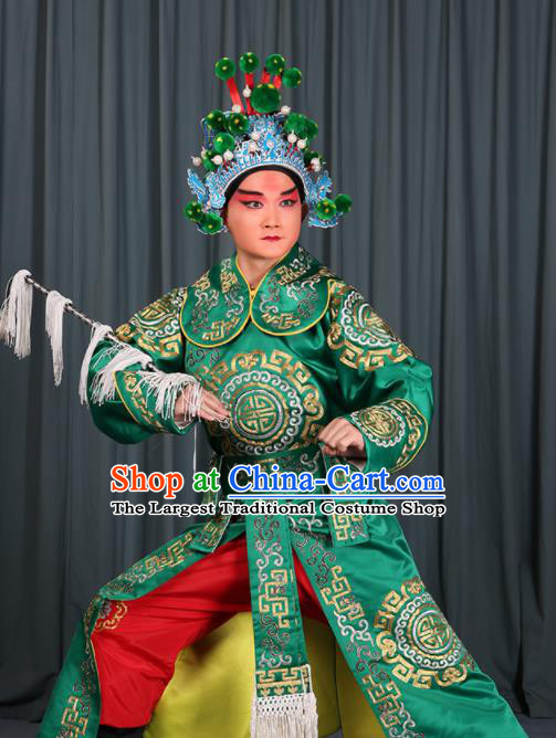 Professional Chinese Beijing Opera Takefu Costume Ancient Swordsman Green Clothing for Adults