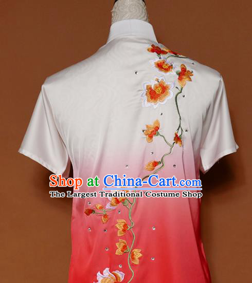 Top Group Kung Fu Costume Tai Ji Training Embroidered Magnolia Pink Uniform Clothing for Women