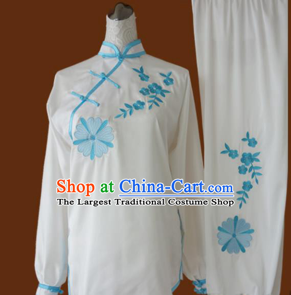 Top Grade Kung Fu Embroidered Lotus Costume Chinese Tai Chi Martial Arts Training Uniform for Adults