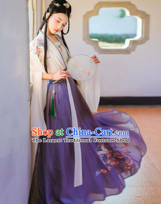 Chinese Ancient Peri Princess Embroidered Hanfu Dress Traditional Tang Dynasty Imperial Consort Historical Costume for Women