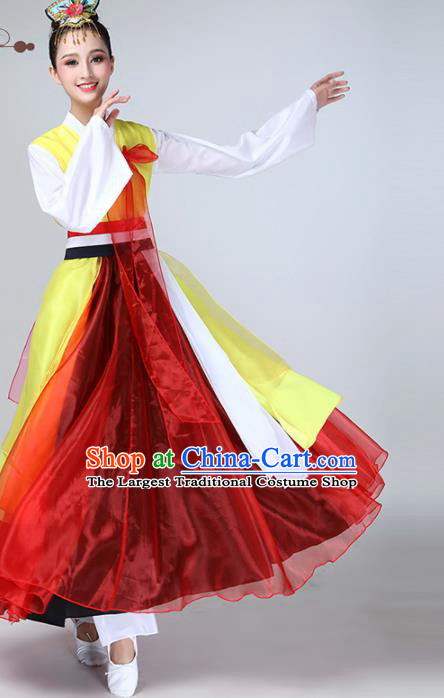 Chinese Traditional Korean Ethnic Stage Performance Dance Costume Classical Dance Yellow Dress for Women
