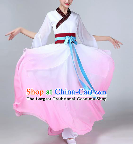 Chinese Traditional Stage Performance Umbrella Dance Costume Classical Dance Pink Dress for Women