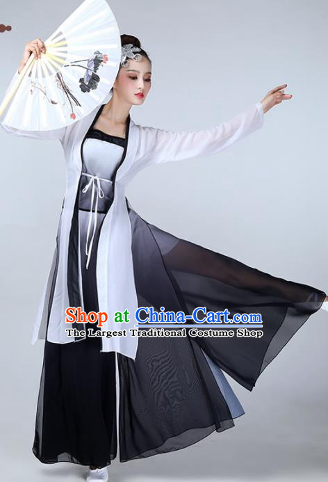 Chinese Traditional Stage Performance Classical Dance Costume Umbrella Dance Black Dress for Women