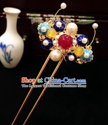Chinese Ancient Handmade Palace Blueing Butterfly Hairpins Traditional Classical Hair Accessories for Women