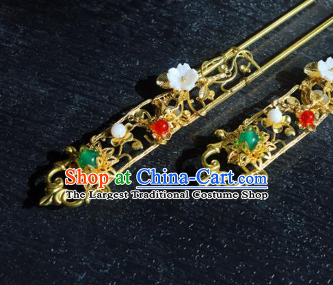 Chinese Ancient Handmade Golden Hairpins Traditional Classical Hair Accessories for Women