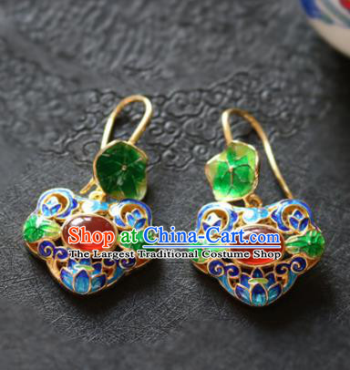 Chinese Ancient Traditional Handmade Earrings Classical Cloisonne Ear Accessories for Women