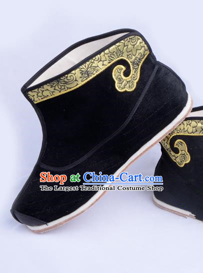 Professional Chinese Beijing Opera Takefu Shoes Ancient Black Boots for Men