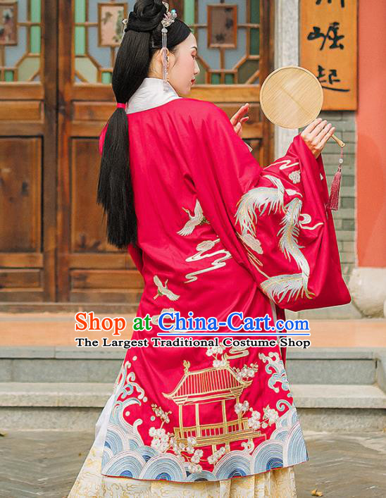Chinese Ancient Ming Dynasty Imperial Consort Embroidered Hanfu Dress Traditional Historical Costume for Women