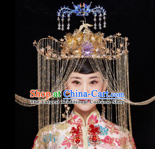 Top Grade Chinese Ancient Queen Phoenix Coronet Hairpins Traditional Hair Accessories Headdress for Women