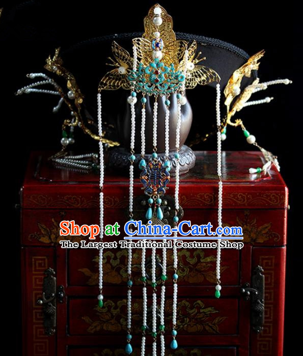 Chinese Traditional Palace Queen Phoenix Coronet Hairpins Ancient Hair Accessories Headdress for Women