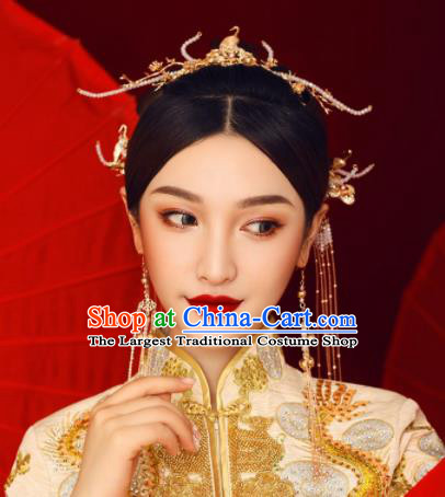 Chinese Ancient Bride Hairpins Tassel Step Shake Traditional Hair Accessories Headdress for Women