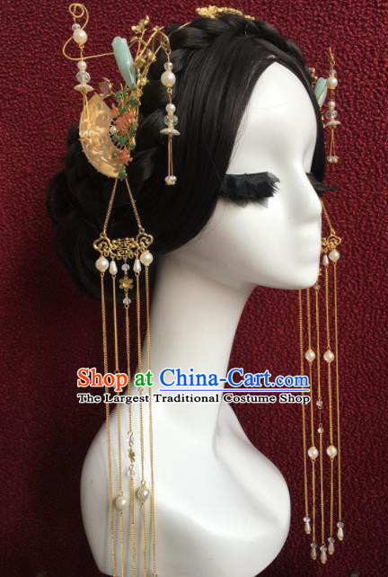 Chinese Ancient Bride Hairpins Tassel Hair Clasp Traditional Hair Accessories Headdress for Women