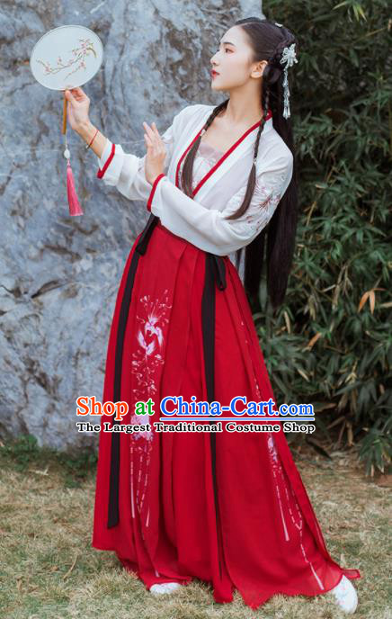Chinese Traditional Tang Dynasty Historical Costume Ancient Young Lady Hanfu Dress for Women