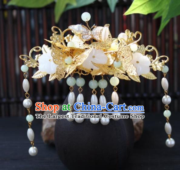Top Grade Chinese Ancient Queen Golden Butterfly Hairpins Traditional Hair Accessories Headdress for Women