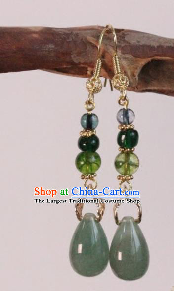 Chinese Handmade Jade Earrings Traditional Ancient Palace Ear Accessories for Women