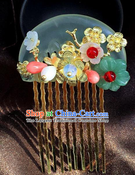 Handmade Chinese Ancient Jade Hair Combs Traditional Hair Accessories Headdress for Women