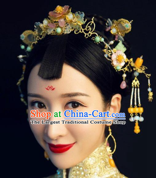 Handmade Chinese Ancient Hairpins Golden Hair Clasp Traditional Hair Accessories Headdress for Women