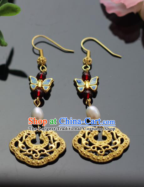 Chinese Handmade Hanfu Butterfly Earrings Traditional Ancient Palace Ear Accessories for Women