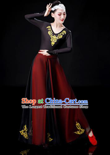 Traditional Chinese Uyghur Nationality Dance Dress Uigurian Folk Dance Ethnic Costume for Women