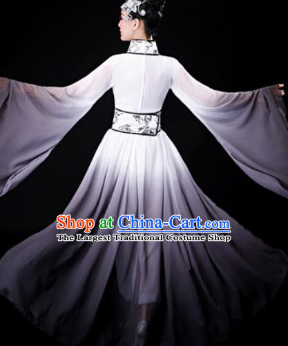 Chinese Traditional Classical Dance Grey Dress Umbrella Dance Stage Performance Costume for Women