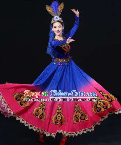 Traditional Chinese Uyghur Nationality Dress Uigurian Folk Dance Ethnic Costume for Women