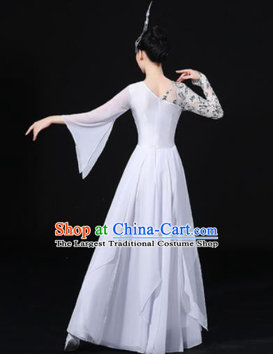 Chinese Traditional Chorus Modern Dance White Dress Opening Dance Stage Performance Costume for Women