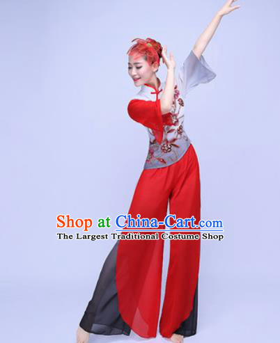 Traditional Chinese Folk Dance Red Clothing Yangko Dance Costume for Women
