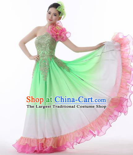 Chinese Traditional Opening Dance Green Dress Modern Dance Stage Performance Costume for Women