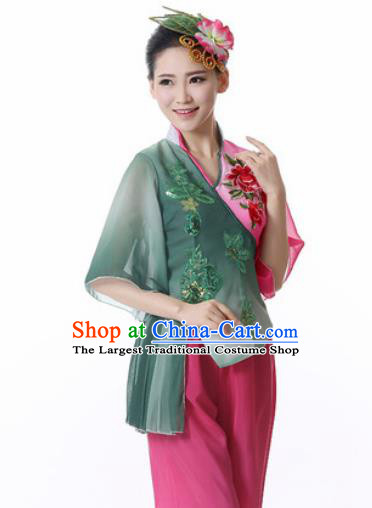 Traditional Chinese Folk Dance Veil Clothing Yangko Dance Costume for Women