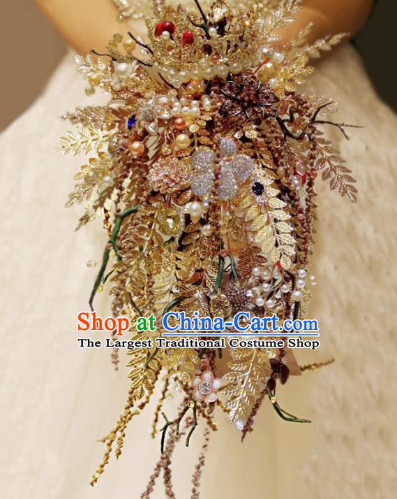Top Grade Wedding Bridal Bouquet Hand Crystal Tied Bouquet Flowers for Women