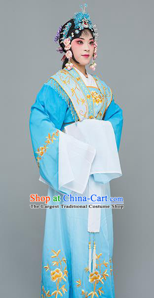 Chinese Traditional Peking Opera Princess Blue Dress Classical Beijing Opera Actress Costume for Adults
