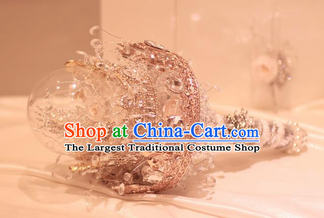 Top Grade Wedding Bridal Bouquet Hand Crystal Royal Crown Bunch for Women