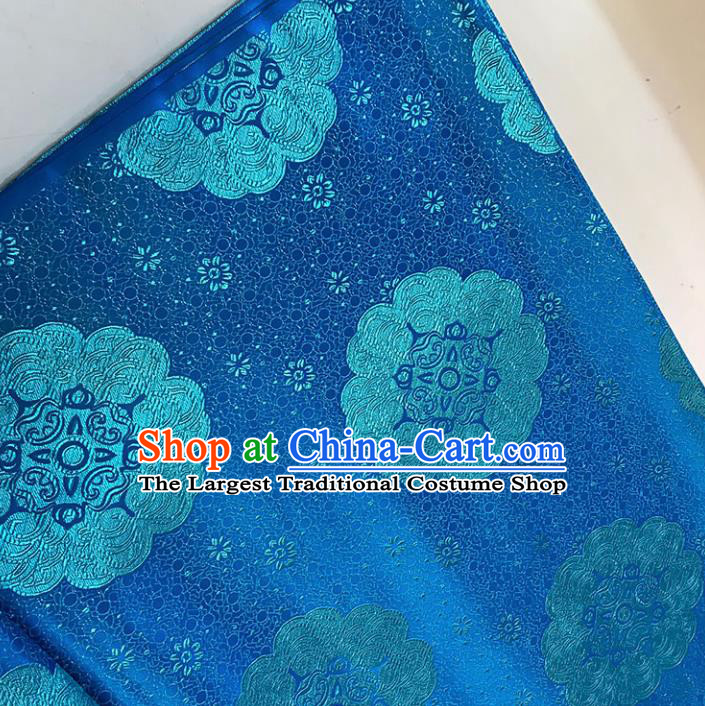 Asian Chinese Royal Pattern Blue Brocade Fabric Traditional Silk Fabric Tang Suit Material