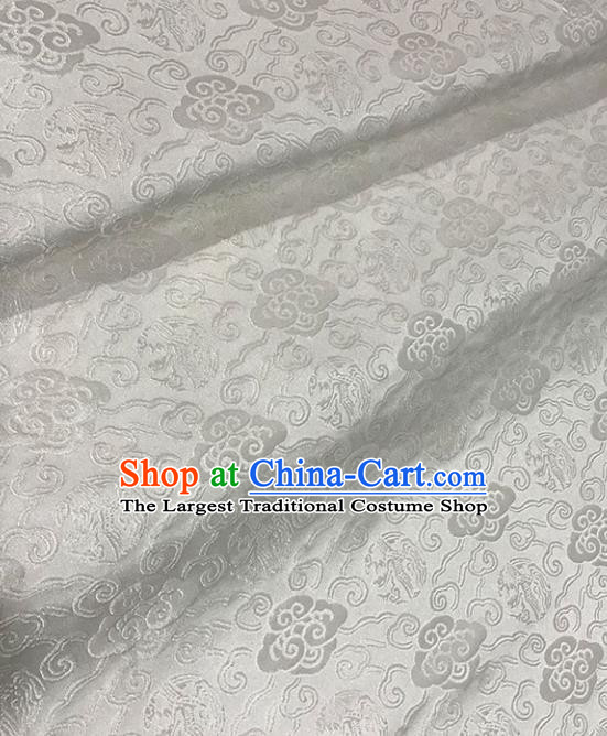 Asian Chinese Royal Clouds Pattern White Brocade Fabric Traditional Silk Fabric Tang Suit Material