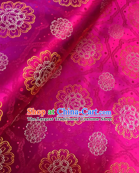 Asian Chinese Royal Flowers Pattern Rosy Brocade Fabric Traditional Silk Fabric Tang Suit Material