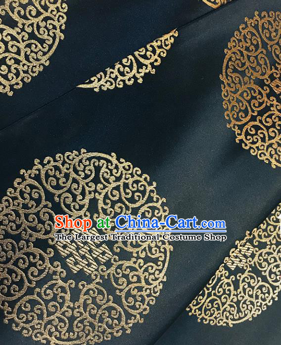 Asian Chinese Royal Lucky Pattern Black Brocade Fabric Traditional Silk Fabric Tang Suit Material