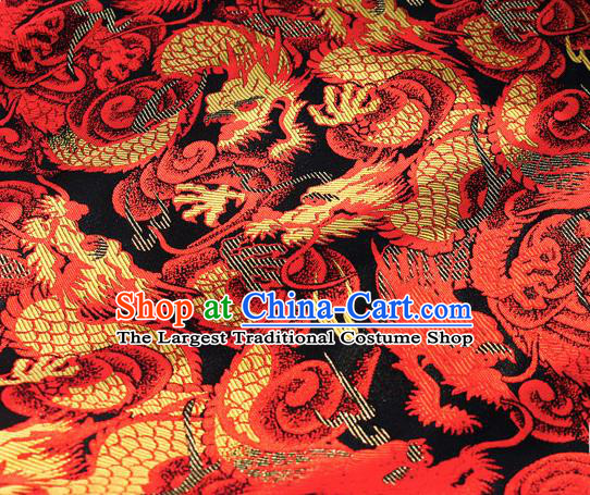 Asian Chinese Royal Red Dragon Pattern Brocade Fabric Traditional Silk Fabric Tang Suit Material