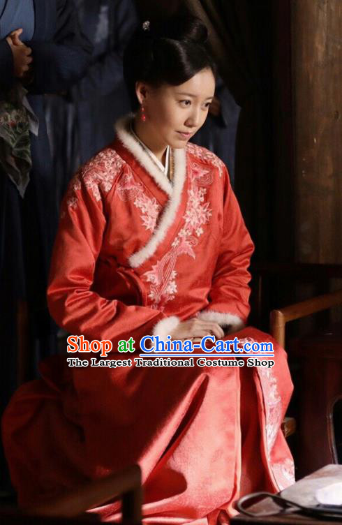 Chinese Ancient Drama The Story Of MingLan Song Dynasty Nobility Concubine Embroidered Winter Historical Costume for Women