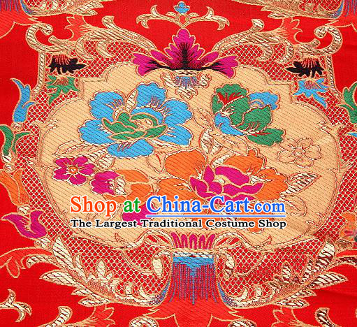Asian Chinese Traditional Pattern Red Nanjing Brocade Fabric Tang Suit Silk Material