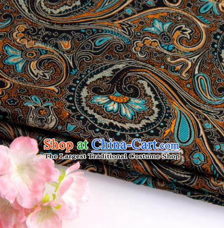 Asian Chinese Traditional Peacock Tail Pattern Black Nanjing Brocade Fabric Tang Suit Silk Material